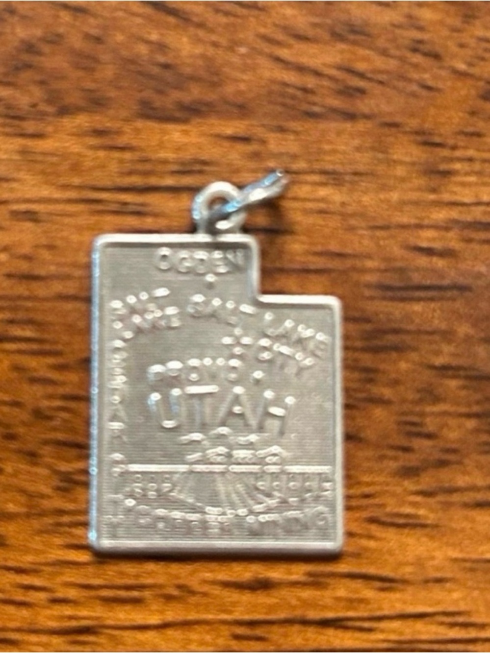 Utah State-Shaped Sterling Silver Charm Pendant
